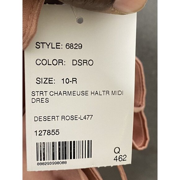 After Six Womens Halter Midi Stretch Draped Tulip Satin Gown Dessert Rose SZ 10 - Picture 8 of 9